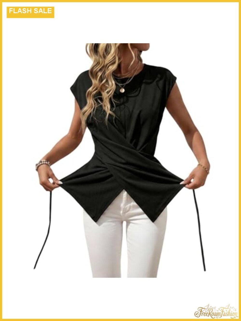Women's Twist Front Cross Wrap Crop Tee Backless Tie Knot Backless Summer Top